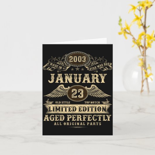 Legendary Man Born January 2003 23rd Birthday  Kaart (Gele Bloem)