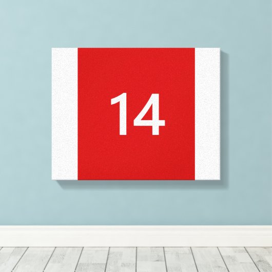 Legendary No. 14 in rood en wit Canvas Afdruk (Insitu (Houten vloer))