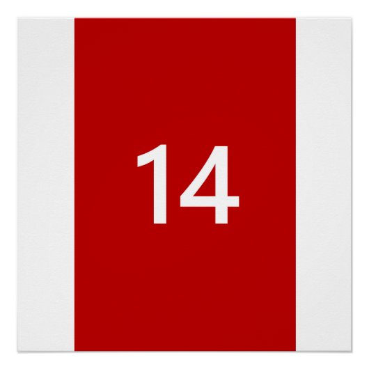Legendary No. 14 in rood en wit Perfect Poster (Voorkant)