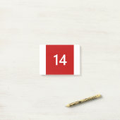 Legendary No. 14 in rood en wit Post-it® Notes (Op bureau)