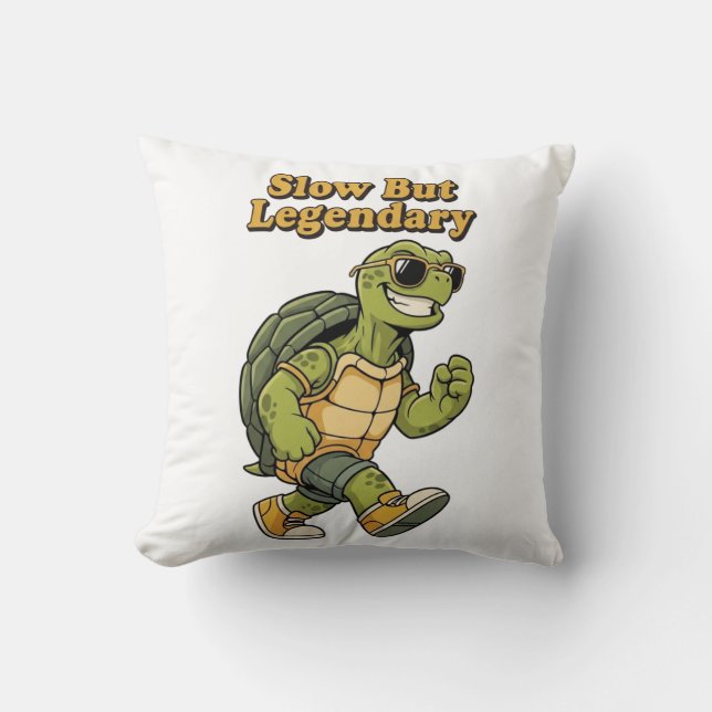 Legendary Retro Turtle Square Comfort Pillow Kussen (Voorkant)