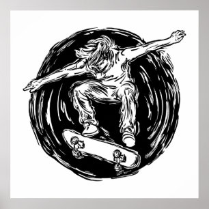 Legendary Skater Doing Mid-Air Skateboarden Poster