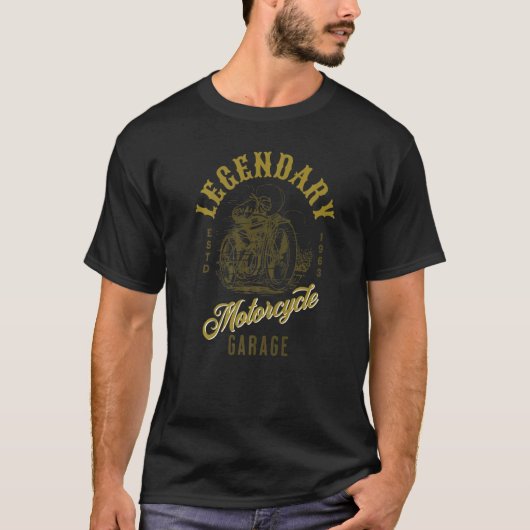 Legendary  Style Motorcycle Garage Biker T-shirt (Voorkant)