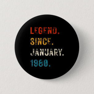 Legende 1980 46e verjaardagscadeaus voor mannen vr ronde button 5,7 cm