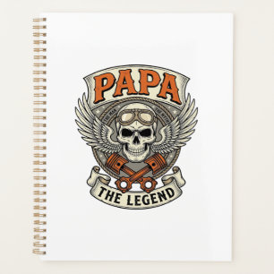 Légende de crâne de motard Papa Vintage