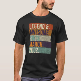 Legende en Geweldige sinds maart 2002 Retro Birthd T-shirt