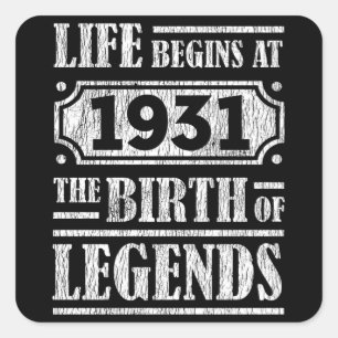 Legende Geboren in 1931 Retro Vintage Verjaardagsc Vierkante Sticker