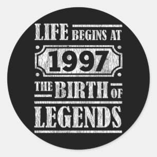 Legende Geboren in 1997 Retro Vintage Verjaardagsc Ronde Sticker