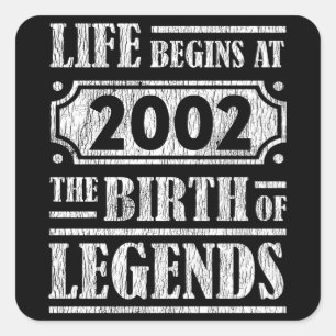 Legende Geboren in 2002 Retro Vintage Verjaardagsc Vierkante Sticker