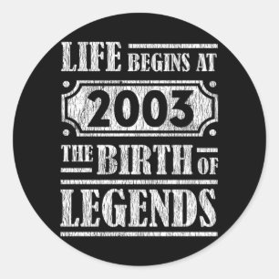 Legende Geboren in 2003 Retro Vintage Verjaardagsc Ronde Sticker