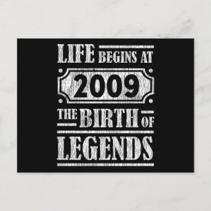 Legende Geboren in 2009 Retro Vintage Verjaardagsc Briefkaart