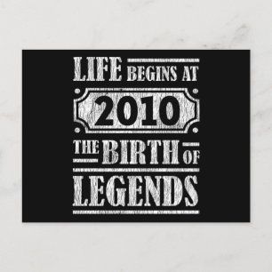 Legende Geboren in 2010 Retro Vintage Verjaardagsc Briefkaart