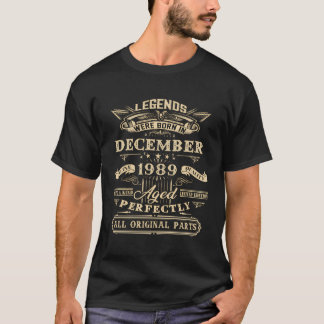 Legende geboren in december 1989 34e T-shirt 34