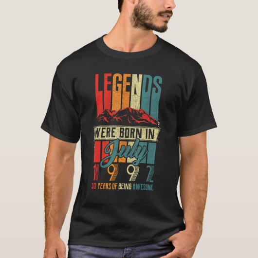 Legende geboren in juli 1992 30e verjaardag 30 jaa t-shirt (Voorkant)