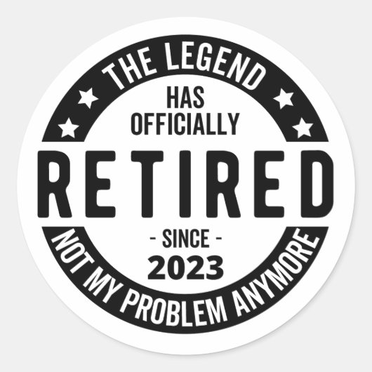 Legende heeft officieel in ruste getreden in 2023 ronde sticker (Voorkant)