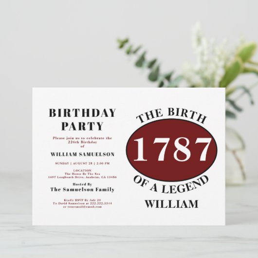 Légende Invitation de fête d'anniversaire (Debout devant)