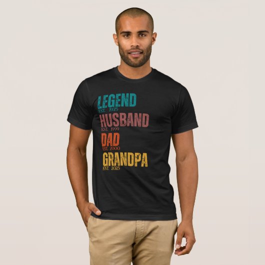Legende Man Vader Opa Custom Est. jaarretro T-shirt (Voorkant volledig)
