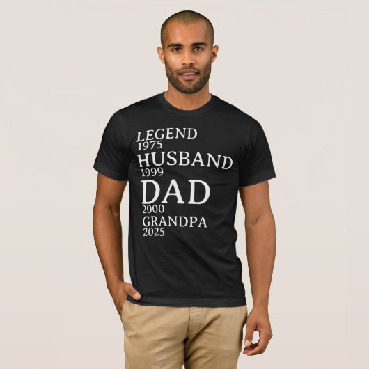 Legende Man Vader Opa gepersonaliseerde jaren T-shirt (Voorkant volledig)