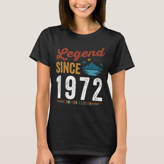 Legende sinds 1972 Verjaardag Retro Vintage T-shirt (Voorkant)