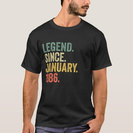 Legende sinds januari 1986 37 jaar oud en 37e gebo t-shirt (Voorkant)