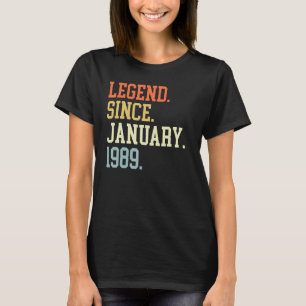 Legende sinds januari 1989 voor mannen vrouwen jan t-shirt