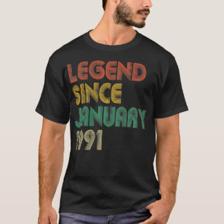 Legende sinds januari 1991 Retro 30 jaar oud T-shirt