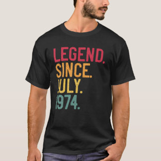 Legende sinds juli 1974 47e verjaardag 47 jaar oud t-shirt