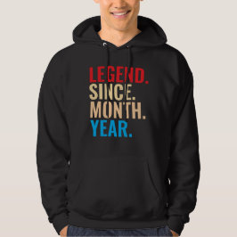 Legende sinds maand jaar aangepaste verjaardag hoodie
