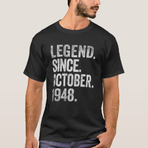 Legende sinds oktober 1948 74 jaar oud 74e geboort t-shirt