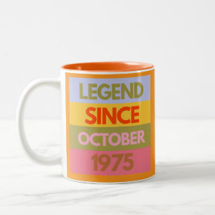 Legende sinds oktober 1975 50ste verjaardag 50 jaa tweekleurige koffiemok