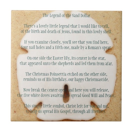 Legende van de zanddollar tegeltje (Voorkant)