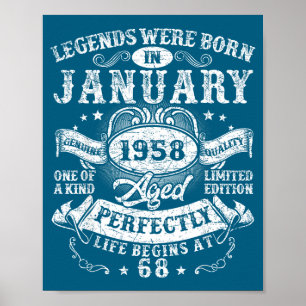 Legendes Geboren Januari 1958 Vintage Illustratie Poster
