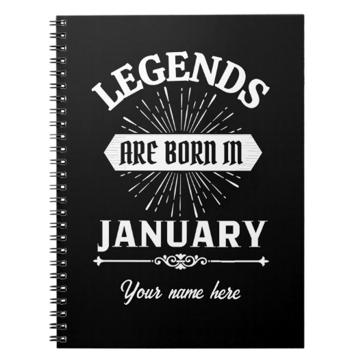 Legends Are Born In January Notitieboek (Voorkant)