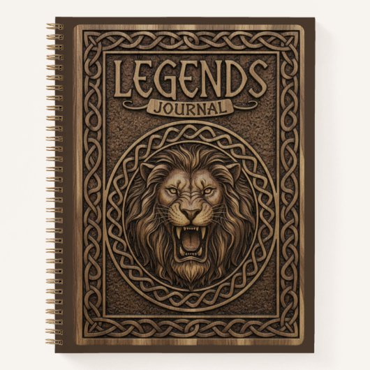 Legends Journal Lion King Wood Carved Journal (Devant)