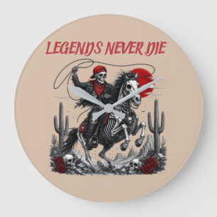 LEGENDS NEVER DIE – Skelet Cowboy op Paard Grote Klok