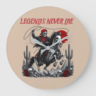 LEGENDS NEVER DIE – Skelet Cowboy op Paard Grote Klok