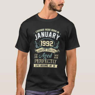 Legends Were Born In January 1992 30Th Birthday Gi T-shirt