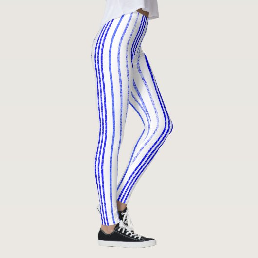 Léger Bleu Vertical Line Motif Leggings (Droite)