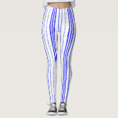 Léger Bleu Vertical Line Motif Leggings (Devant)