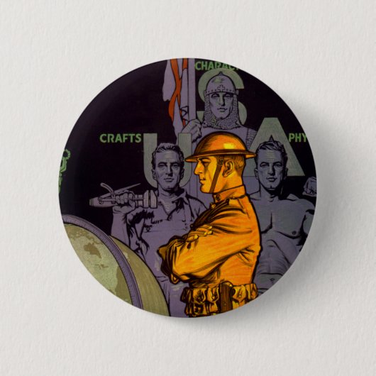 Leger bouwt MANNEN Ronde Button 5,7 Cm (Voorkant)