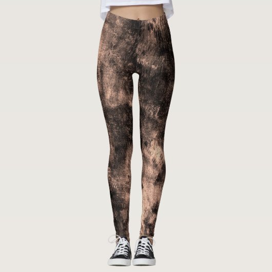 Léger Brown Grunge Texturé Leggings Spandex (Devant)
