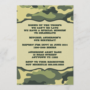 Leger Camo Birthday Party nodigt groene camouflage Kaart