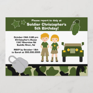 Leger Camouflage Soldaat Kids Birthday Party Kaart