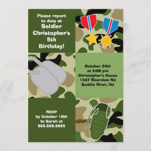 Leger Camouflage Soldaat Kids Birthday Party Kaart