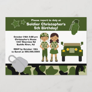 Leger Camouflage Soldaat Kids Birthday Party Kaart