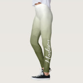 Leger groen Gradiënt Geometrie Mesh Patroon Naam Leggings (Links)