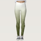 Leger groen Gradiënt Geometrie Mesh Patroon Naam Leggings (Voorkant)