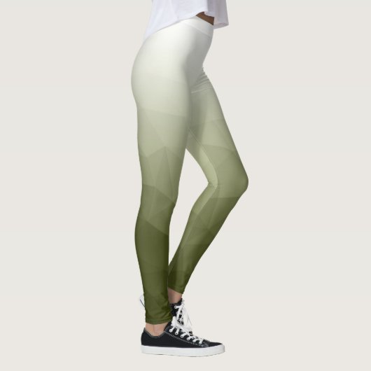Leger groen Gradiënt Geometrie Mesh Patroon Naam Leggings (Rechts)