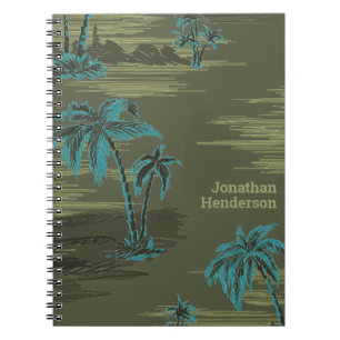 Leger Groene Hawaiiaanse palmbomen met Blauwgroen Notitieboek