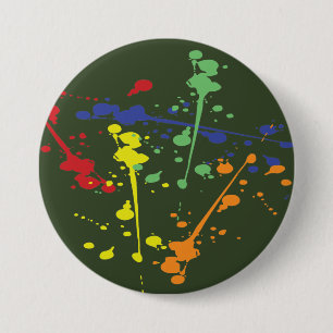 Leger Groene Paintball Party Splatter Ronde Button 7,6 Cm